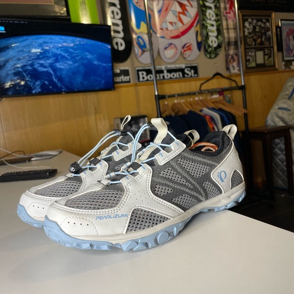Pearl Izumi X-Alp Drift IV SPD mountain bike shoes Black Dusk Blue Quick Lace - Picture 1 of 7